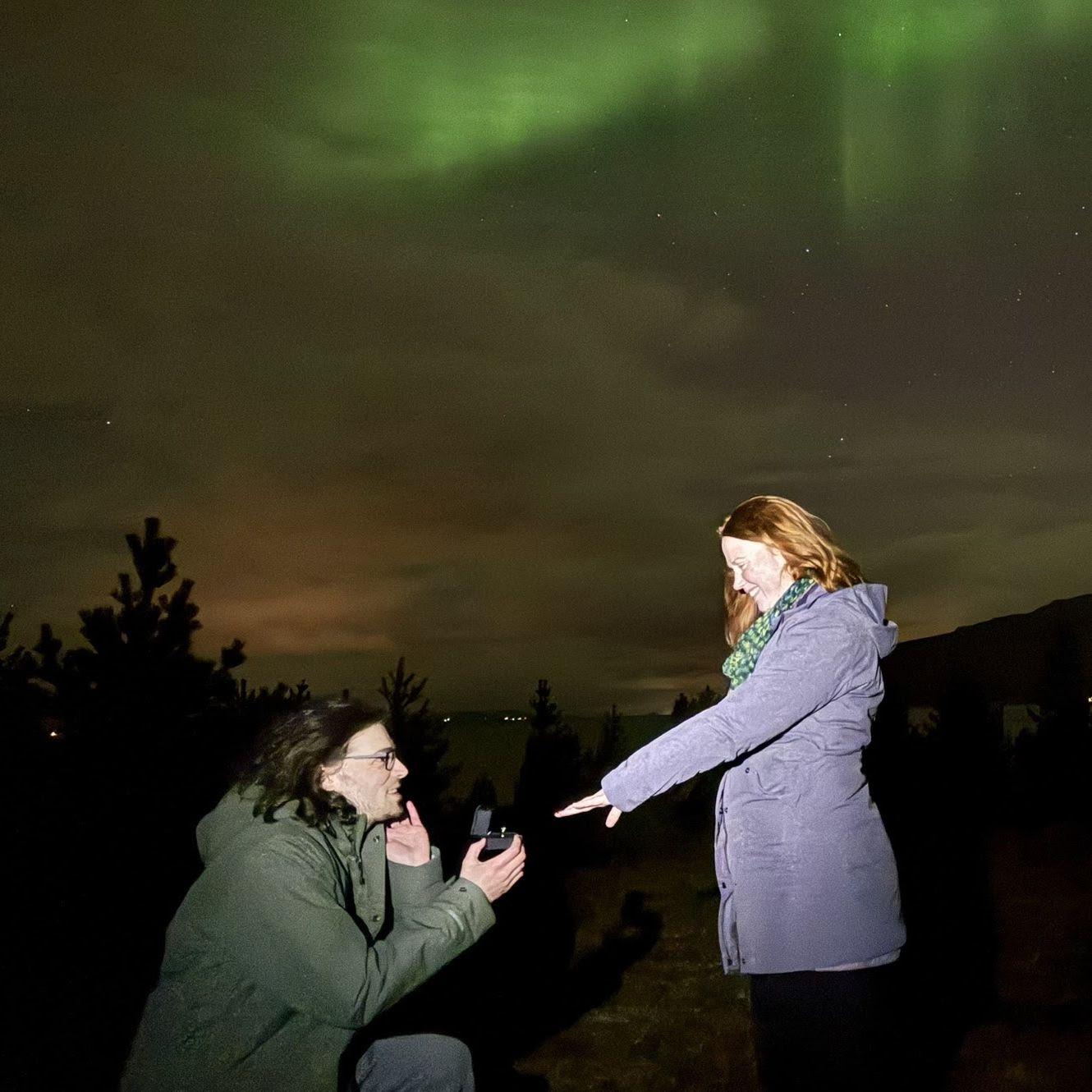 Chris proposed under the northern lights in northern Norway 2024