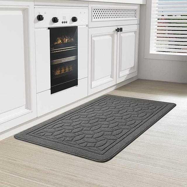 Color G Kitchen Rugs, Non Skid Kitchen Runner Rug Machine Washable Kitchen Floor Mat, Easy to Clean Kitchen Rugs and Mats, 18"x29", Grey