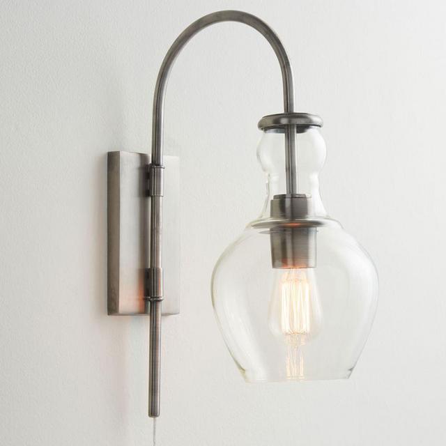 Flynn Recycled Glass Plug-In Sconce, Antique Nickel