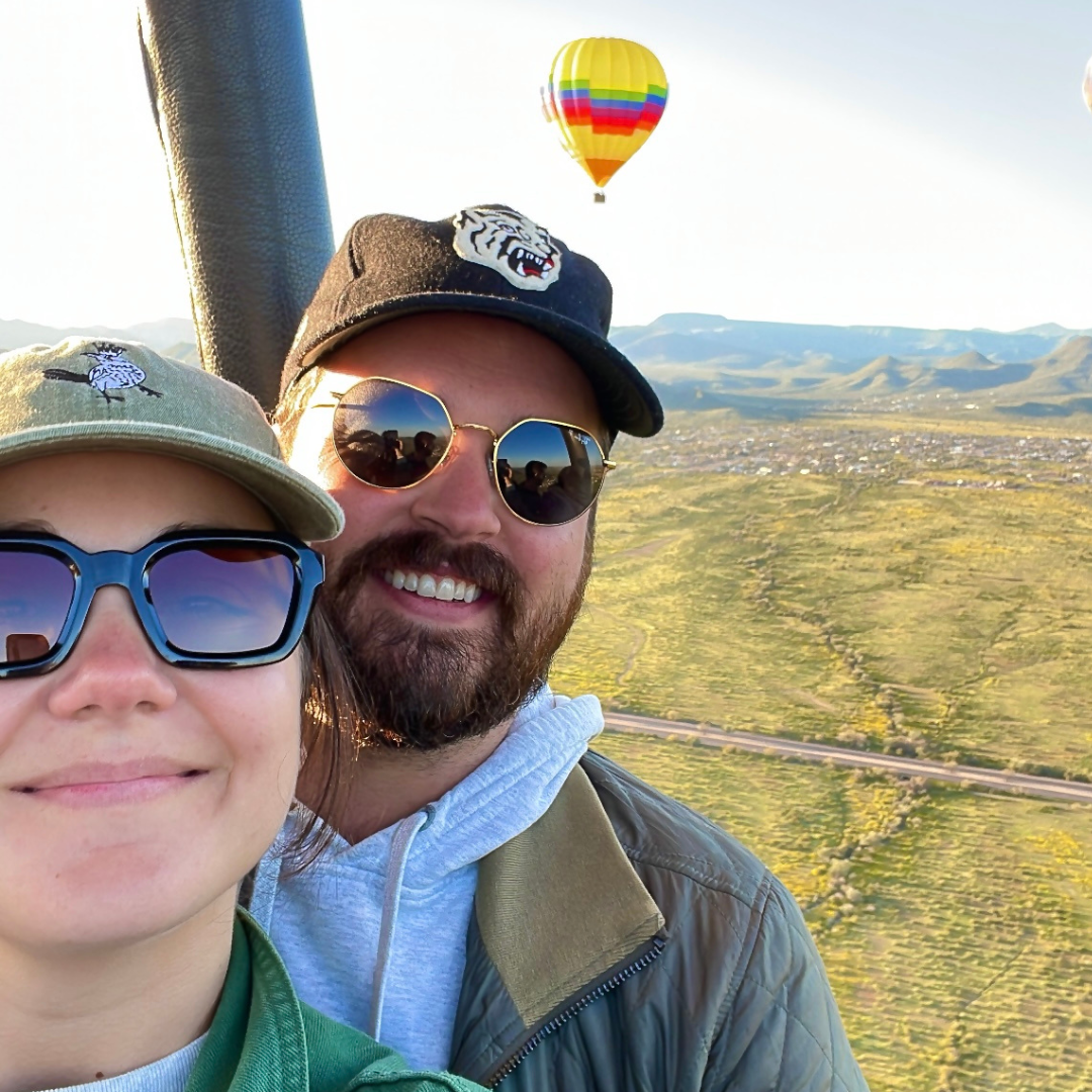 High in the sky over a very green Arizona desert
