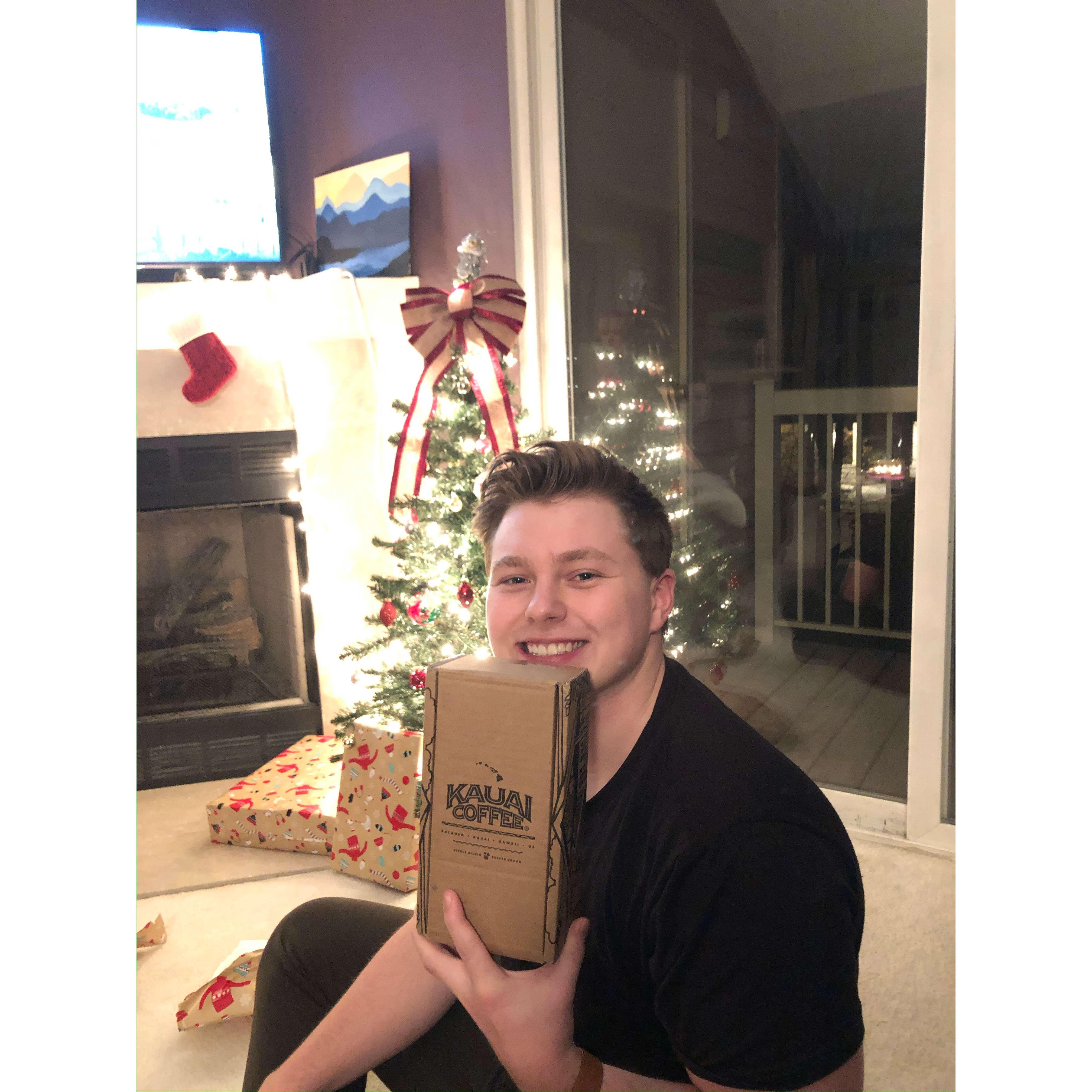 Opening Christmas presents together 