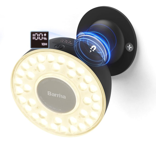 Barrina Orbgrow OG03C Rechargeable Puck Grow Light, 4000K, Cordless Full Spectrum Plant Light for Indoor Plants, Magnetic & Touch Switch with Timer, Small Grow Lamp for Plant Shelf, 1 Pack, Black