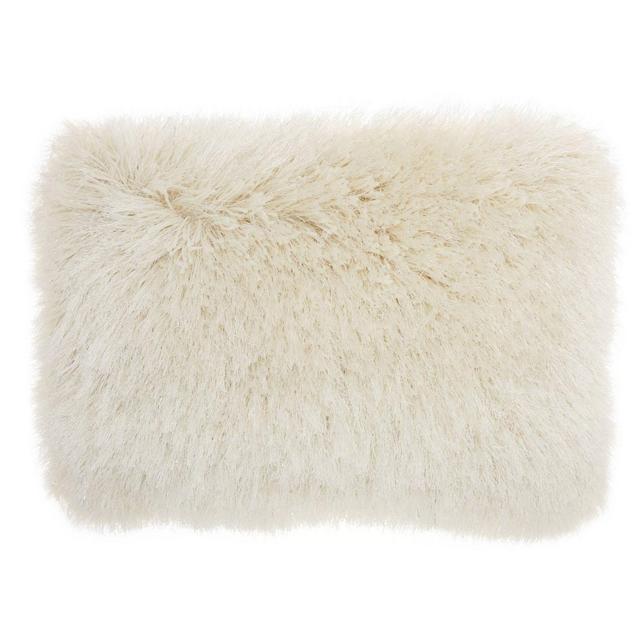 14"x20" Yarn Shimmer Shag Lumbar Throw Pillow Cream - Mina Victory
