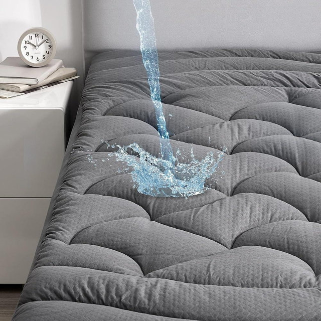 SLEEP ZONE Waterproof Queen Mattress Pad, Soft Mattress Topper, Fitted Mattress Protector Cover with Elastic Deep Pocket 8-21"(Gray, 60x80