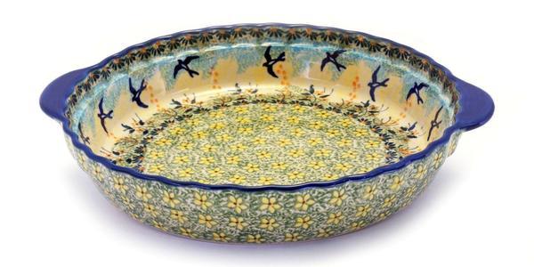 Pie Plate with Handles (Soaring Swallows)