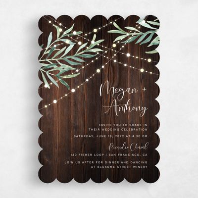Brown Greenery Wedding Invitation - Saranac Classic