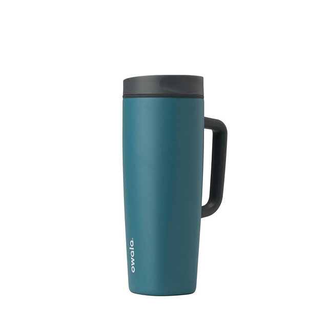 Owala SmoothSip Slider Stainless Steel Insulated Travel Mug with handle, 100% Leak Proof, For Hot and Cold Drinks, Travel Friendly with Sliding Lock Lid, 24 oz, BPA Free, Leak Proof, High Dive