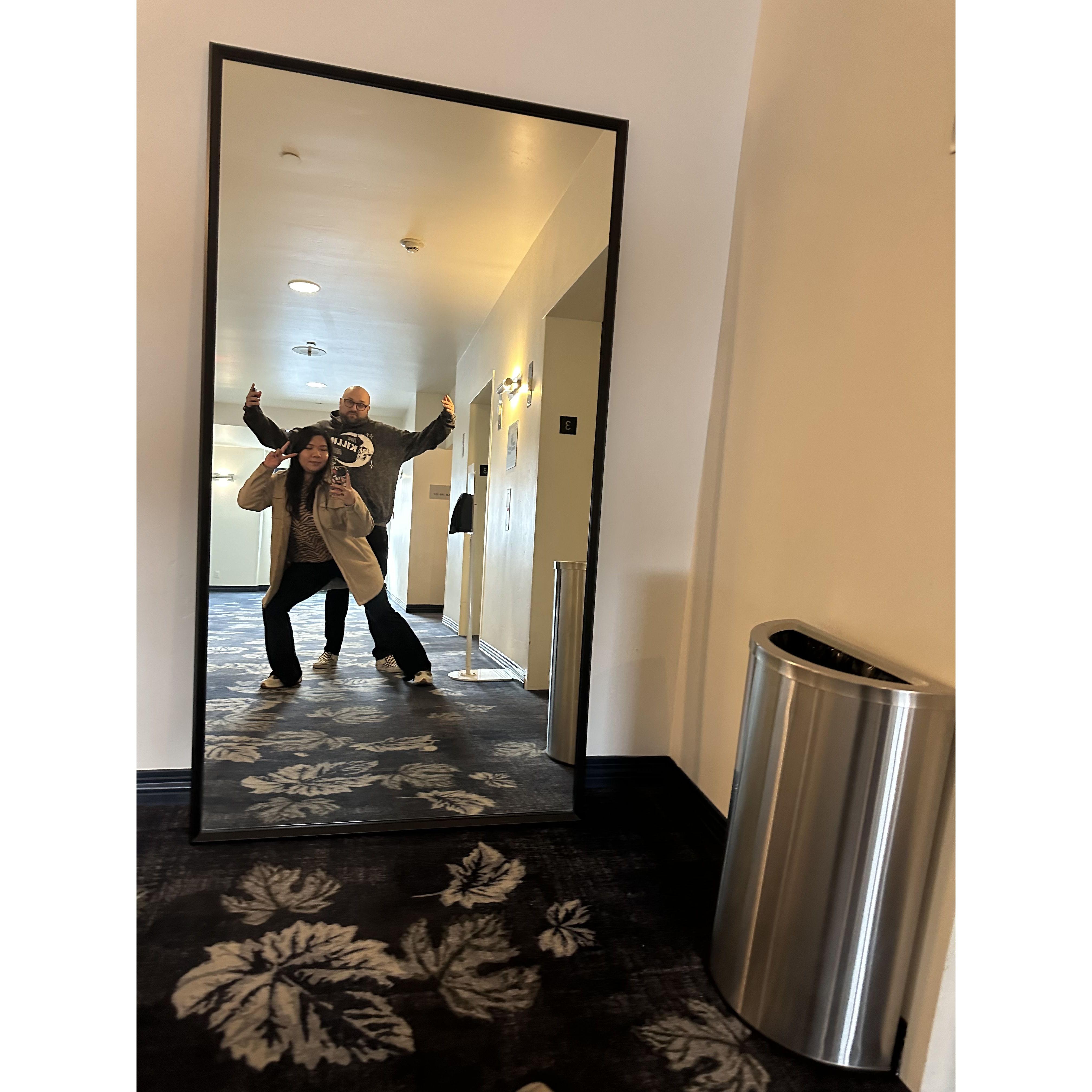 Always having fun together...even while waiting for an elevator!