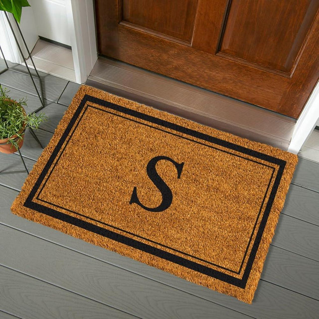 Evergreen Monogram Large Coir Doormat, 36x24 Inches Front Door Mat for Outdoor Indoor Entrance, Welcome Mat, Non Slip Doorway Mat for Home Decor Housewarming Gift, Letter S