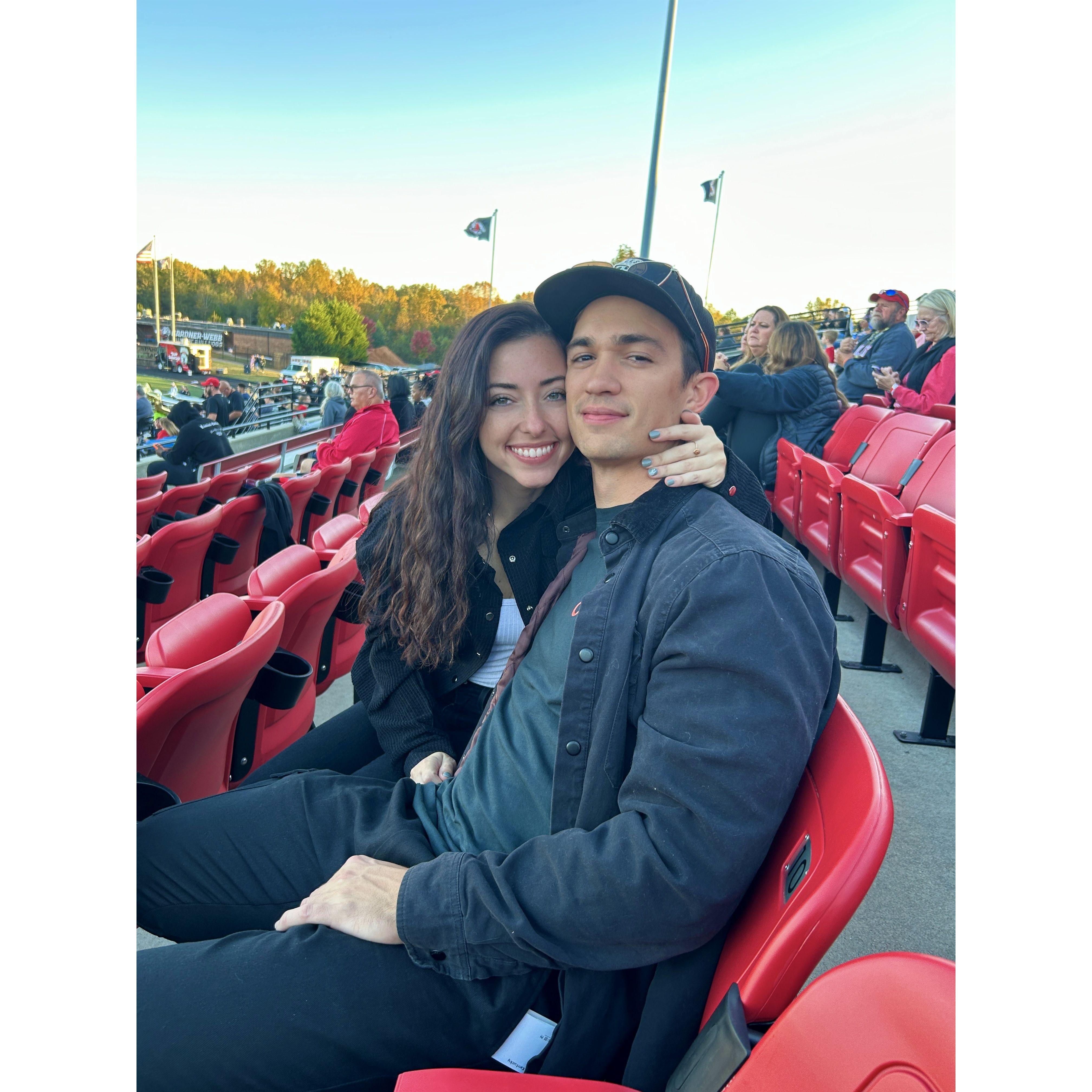 Football game for Ethan's PA school (Gardner Webb)