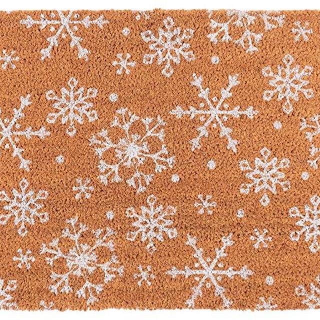 New KAF Home Coir Doormat with Heavy-Duty, Weather Resistant, Non-Slip PVC Backing | 17 by 30 Inches, 0.6 Inch Pile Height | Perfect for Indoor and Outdoor Use (Snowflake)