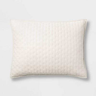 King Cashmere Blend Quilted Pillow Sham Natural - Casaluna™