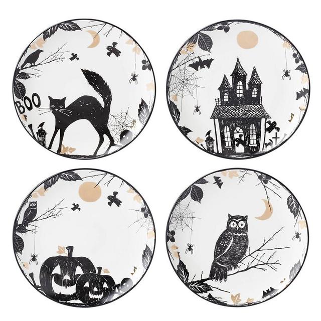 Lenox 896871 Vintage Halloween Haunted Accent Plates, Set of 4, Assorted, Halloween