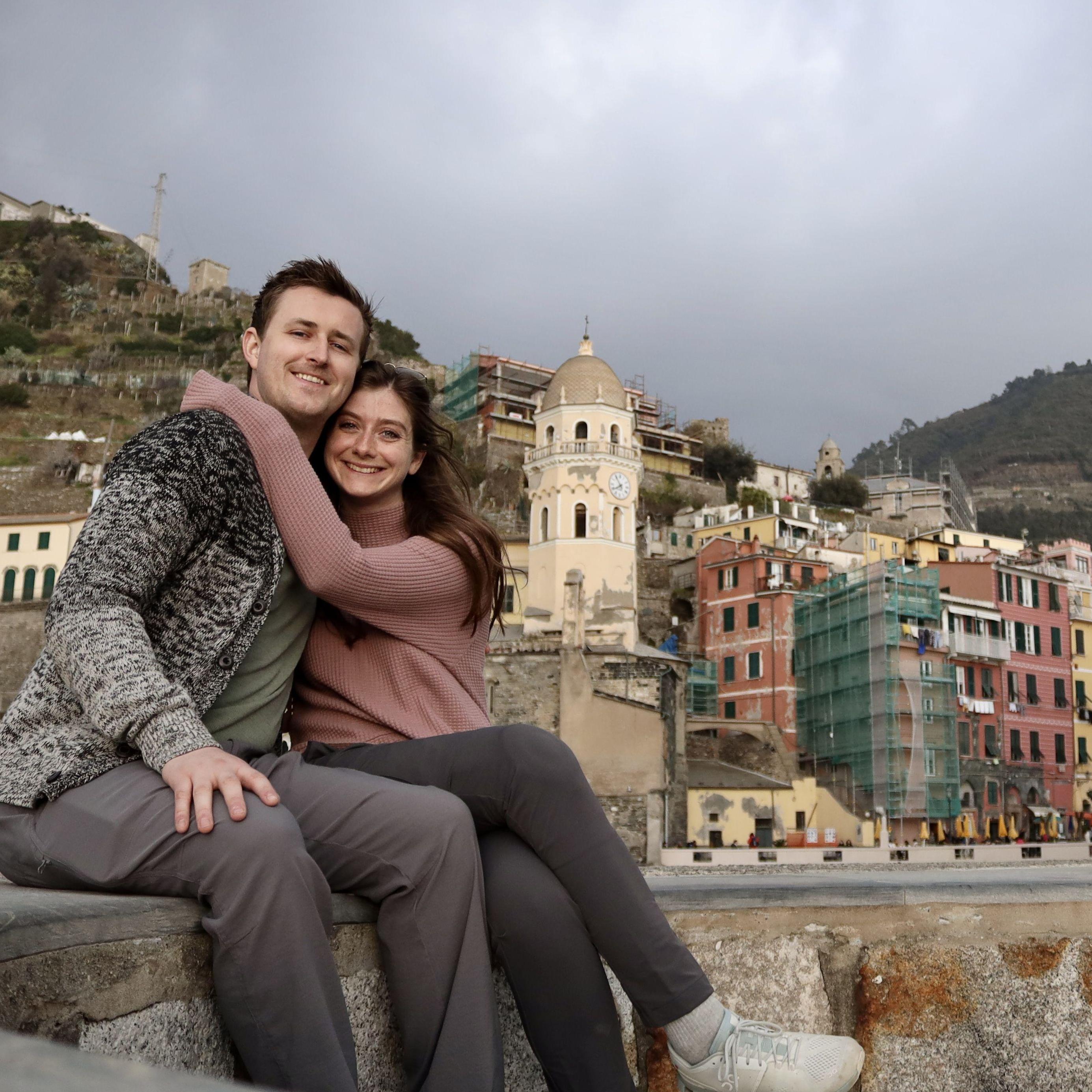 Here's us about 20 minutes before Joe proposed in Cinque Terre, Italy!