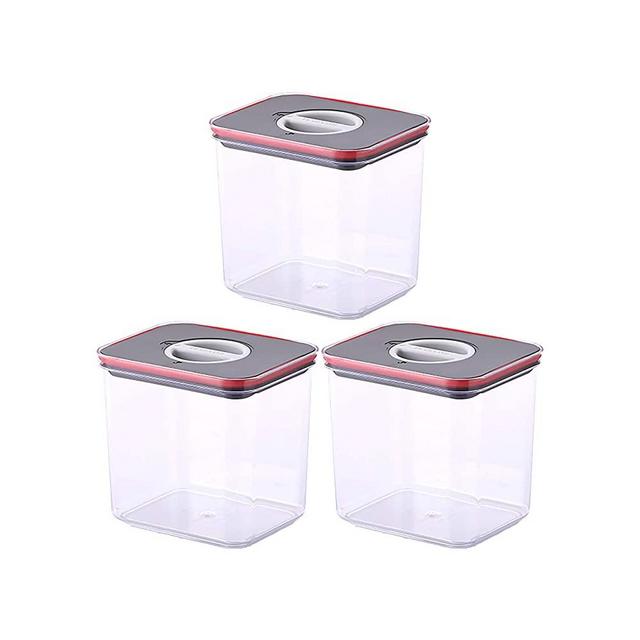 NEOFLAM Airtight Smart Seal Food Storage Container (Set of 3, Rectangle) | Crystal Clear Body | Modular, Stackable, Nestable Design | Easy to Clean, BPA Free (1.75 L, 59 oz)