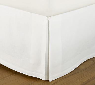 PB Essential Cotton & Linen Bed Skirt, 14" Drop, Queen, White
