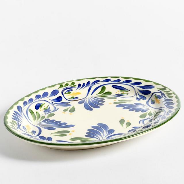 Puebla Multi Porcelain Oval Serving Platter - Blue/Green