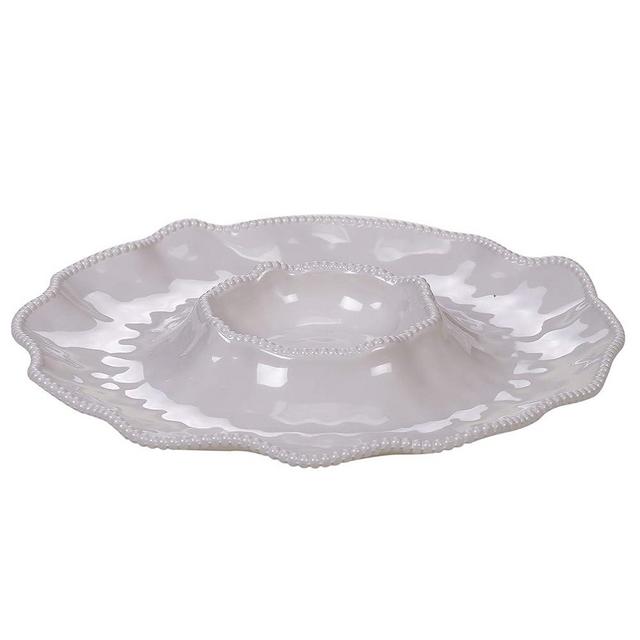 Certified International Perlette Cream Chip & Dip 14.5" Servware, Accessories,Hostess Serving