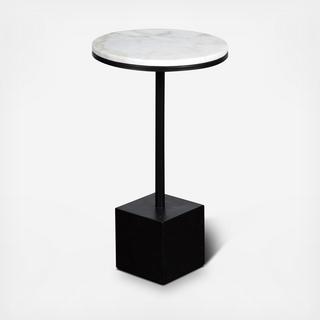 Square Pedestal Marble Accent Table