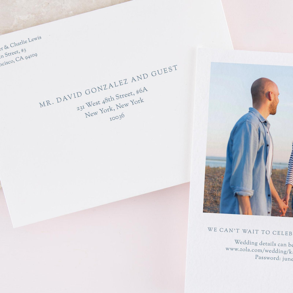 Wrightsville Portrait | Blue | Zola Wedding Invitations