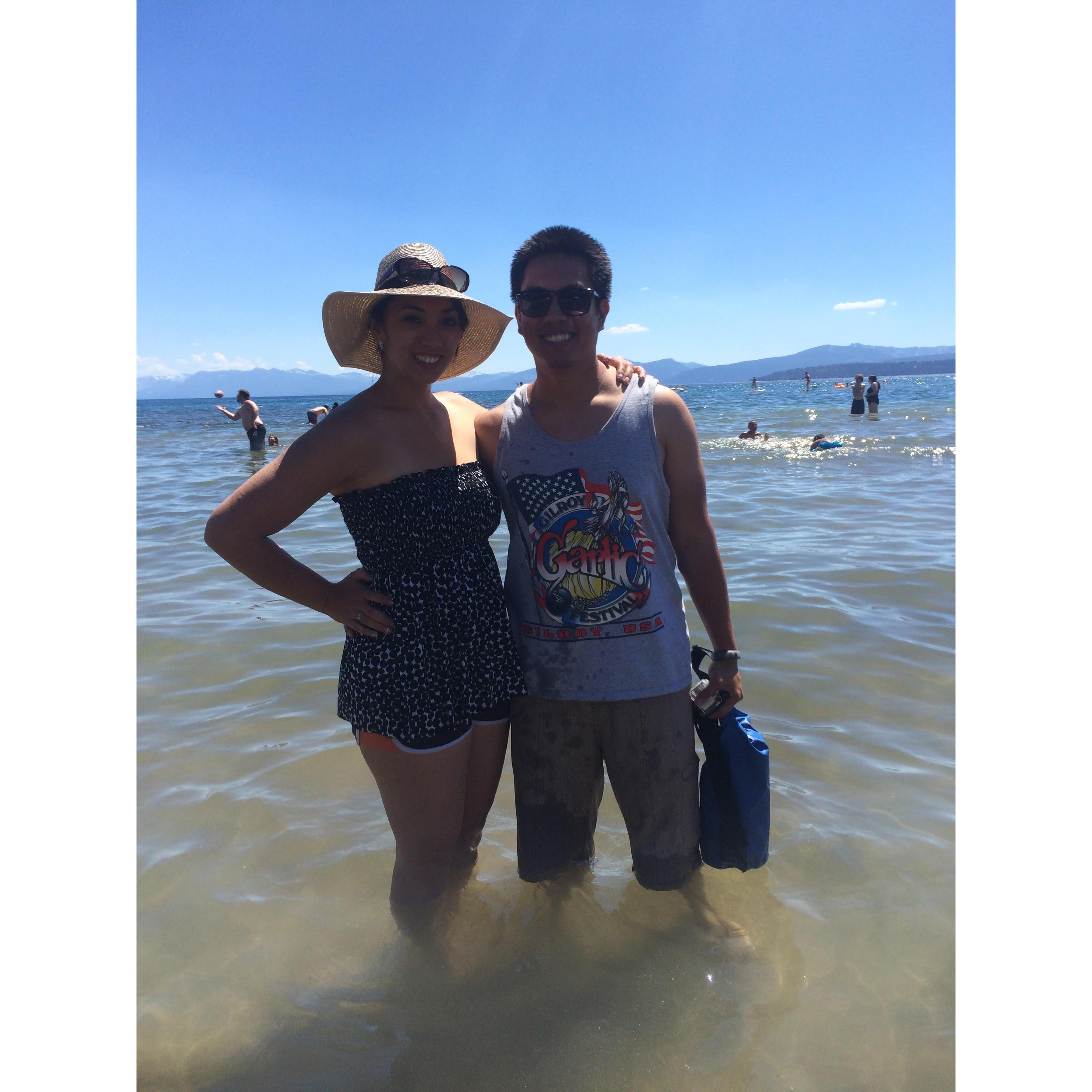 Enjoying Lake Tahoe.