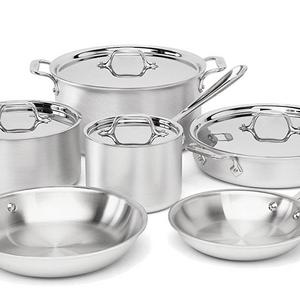 Groupe SEB - All-Clad 700362 MC2 Professional Master Chef 2 Stainless Steel Bi-Ply Bonded Oven Safe PFOA Free Cookware Set, 10-Piece, Silver