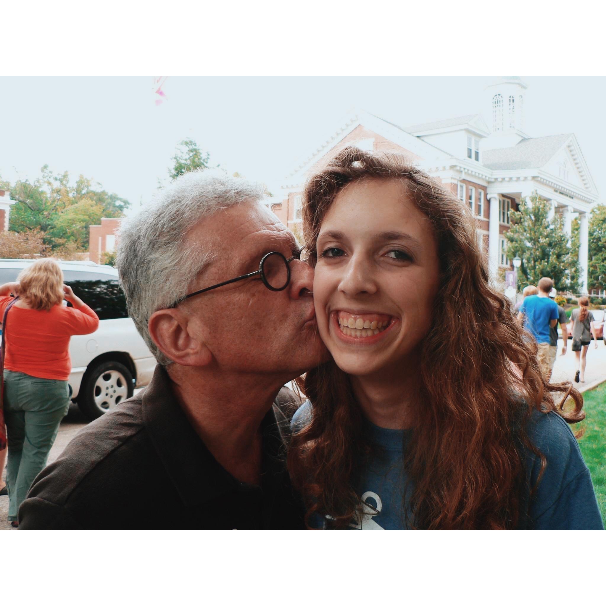 College began with a farewell kiss from Dad.