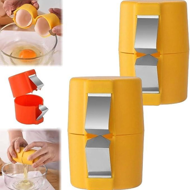 Egg Topper Cutter Tool Egg Cracker Tool Egg Shell Opener Hard Boiled Egg Peeler Egg Shell Opener for Hard Boiled Eggs Egg Cracker Tool For Eggs Kitchen Gadgets (2, Yellow)