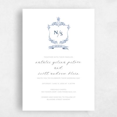 Blue Wedding Invitation - Camarillo Stamp