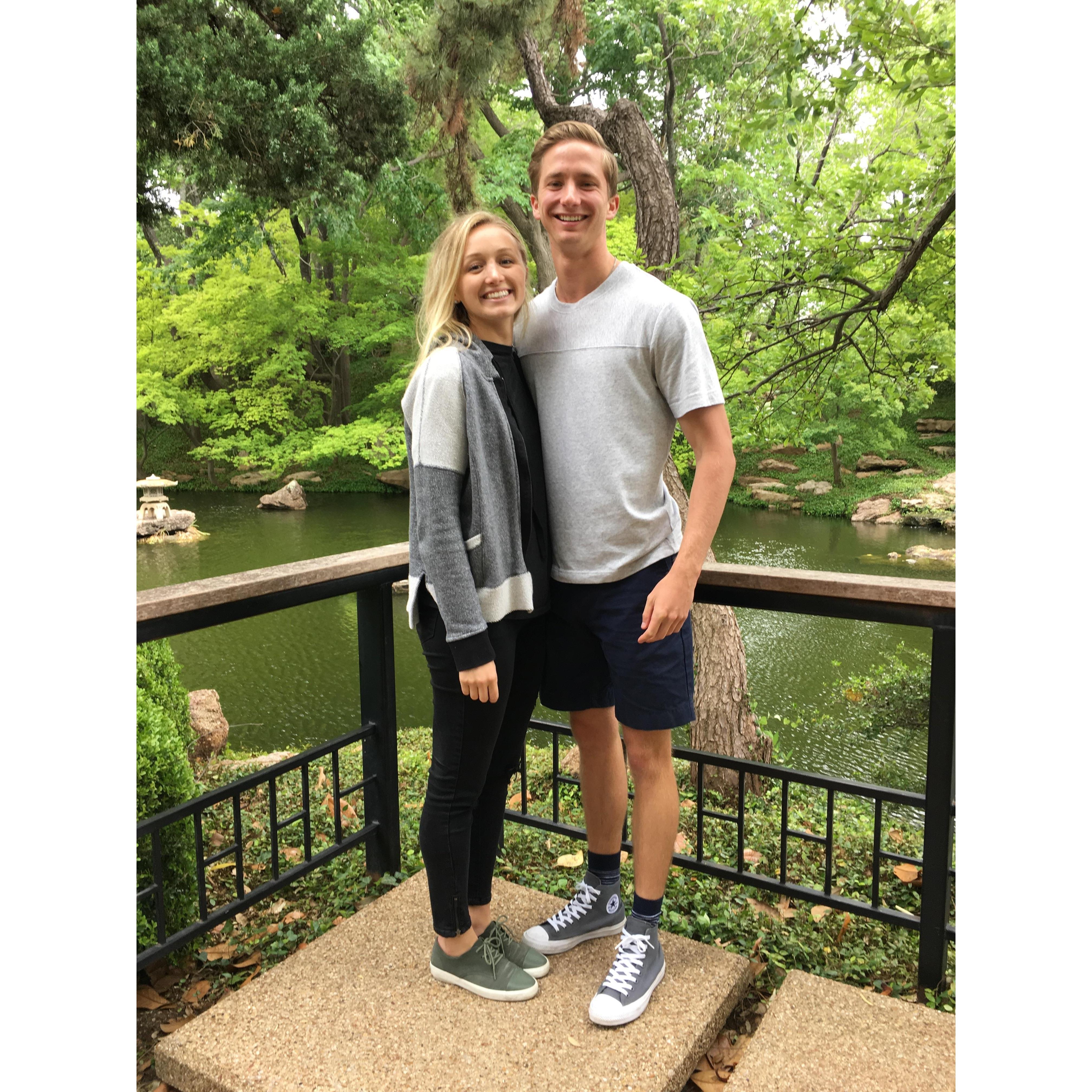 Our first picture together on one of our first dates at the Botanical Gardens in Fort Worth, TX.