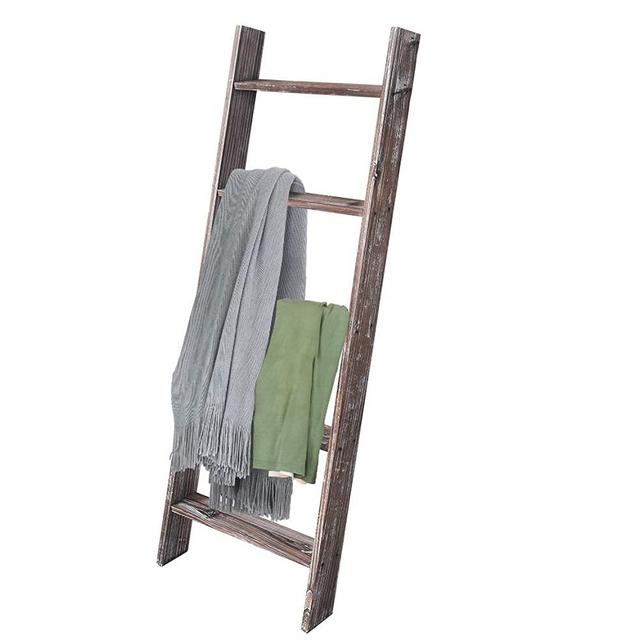 Rose Home Fashion RHF Decorative Blanket Ladder,Rustic Blanket Ladder,4.5ft Blanket Ladders,Rustic Wood Ladder,Farmhouse Blanket Ladder, Storage Ladder Quilt Rack, Assembly Required, 4.5-Feet,Brown