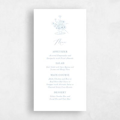 Dusty Blue Wedding Menu - Keole