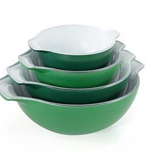 Creo SmartGlass Cookware, 4-Cookware, Piece Nesting Bowl Set, Oven Safe and for Serving, Bali Green