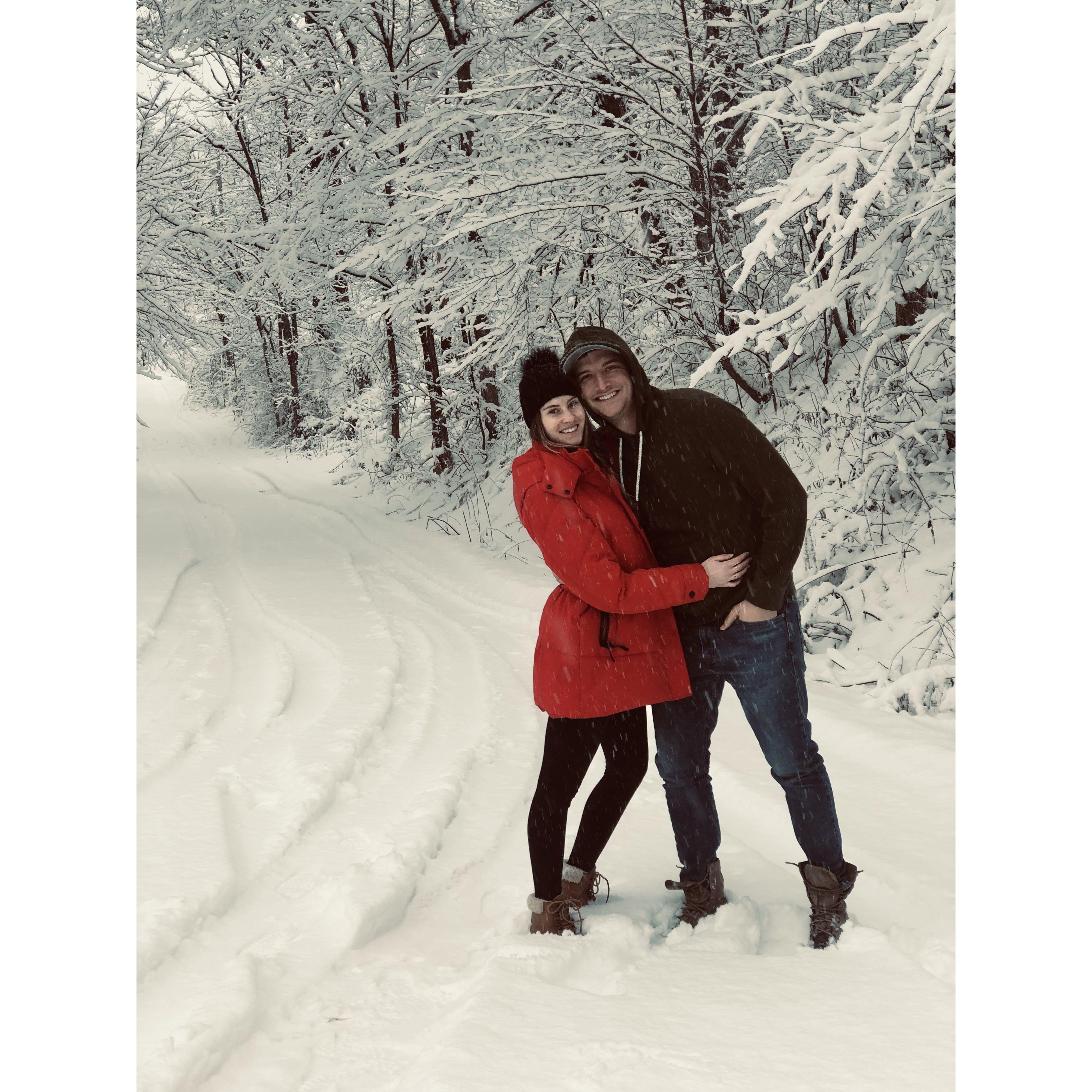 My 25th birthday together getting stuck in this cabin while the roads were knee deep in snow