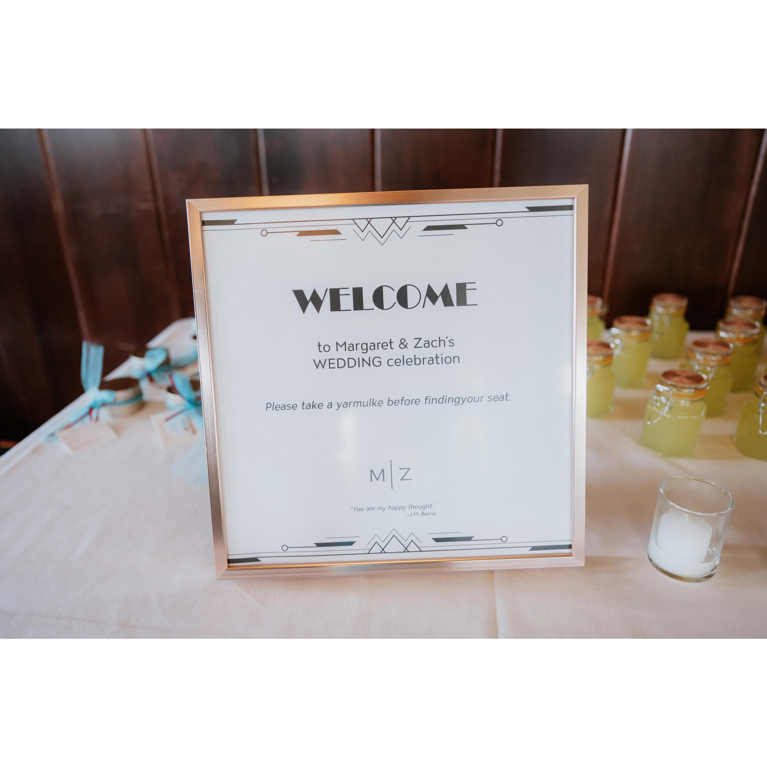 "You are my happy thought"
Welcome Sign, Party!, Harbor House, Milwaukee, WI