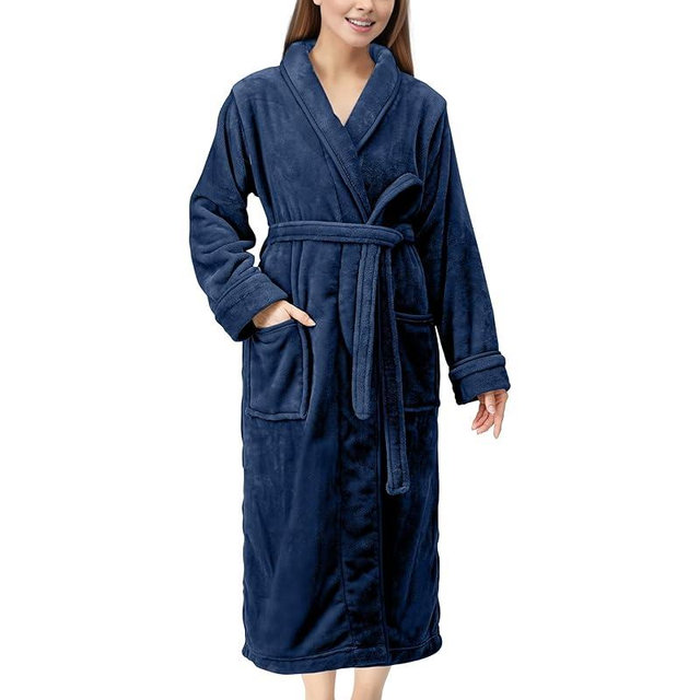 NY Threads Premium Women's Robe Plush Soft Long Bathrobe Warm Fleece Shawl Collar Spa Robe