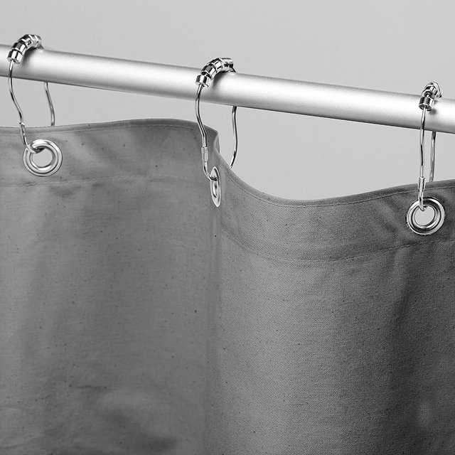 Organic Cotton Shower Curtain Liner - Breathable Wide Stall Size Shower Curtain - A Stylish Quality Bathroom Drape for Master Bath Tubs, Guest Bathrooms and Dorms - Made in USA - 54"x74", Gray
