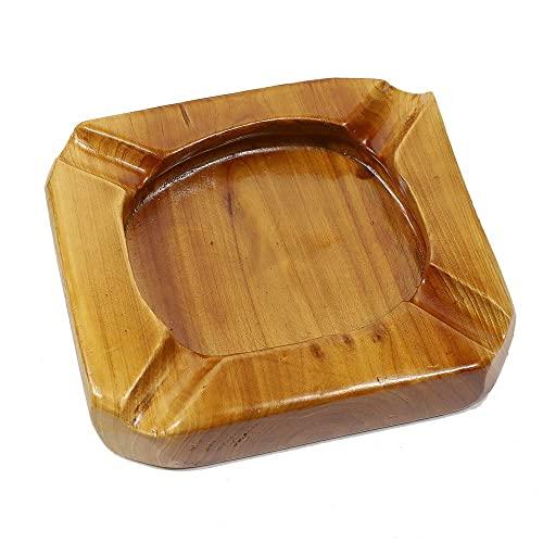 Wood Cigar Ashtray for Outdoor Patio - Unique Wooden Ash Tray - Cool Décor and Accessories Gift Set for Bourbon Lovers, Smokers and Men (4 Slots)