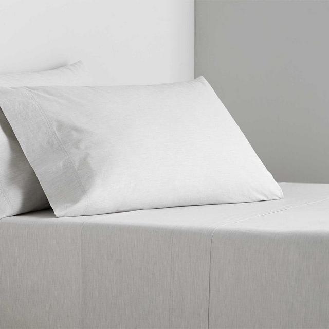 Spencer Washed Cotton Organic Percale Sheet Set, Queen, Heathered Gray