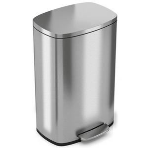 iTouchless SoftStep 13.2 Gallon Step Trash Can with Odor Filter & Inner Bucket, Stainless Steel Step Pedal Garbage Bin for Office and Kitchen, 50 Liter, Soft and Quiet Lid Close