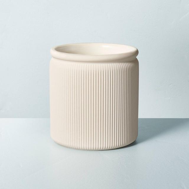 Ribbed Ceramic Oak & Lavender Jar Candle Cream 14oz - Hearth & Hand™ with Magnolia