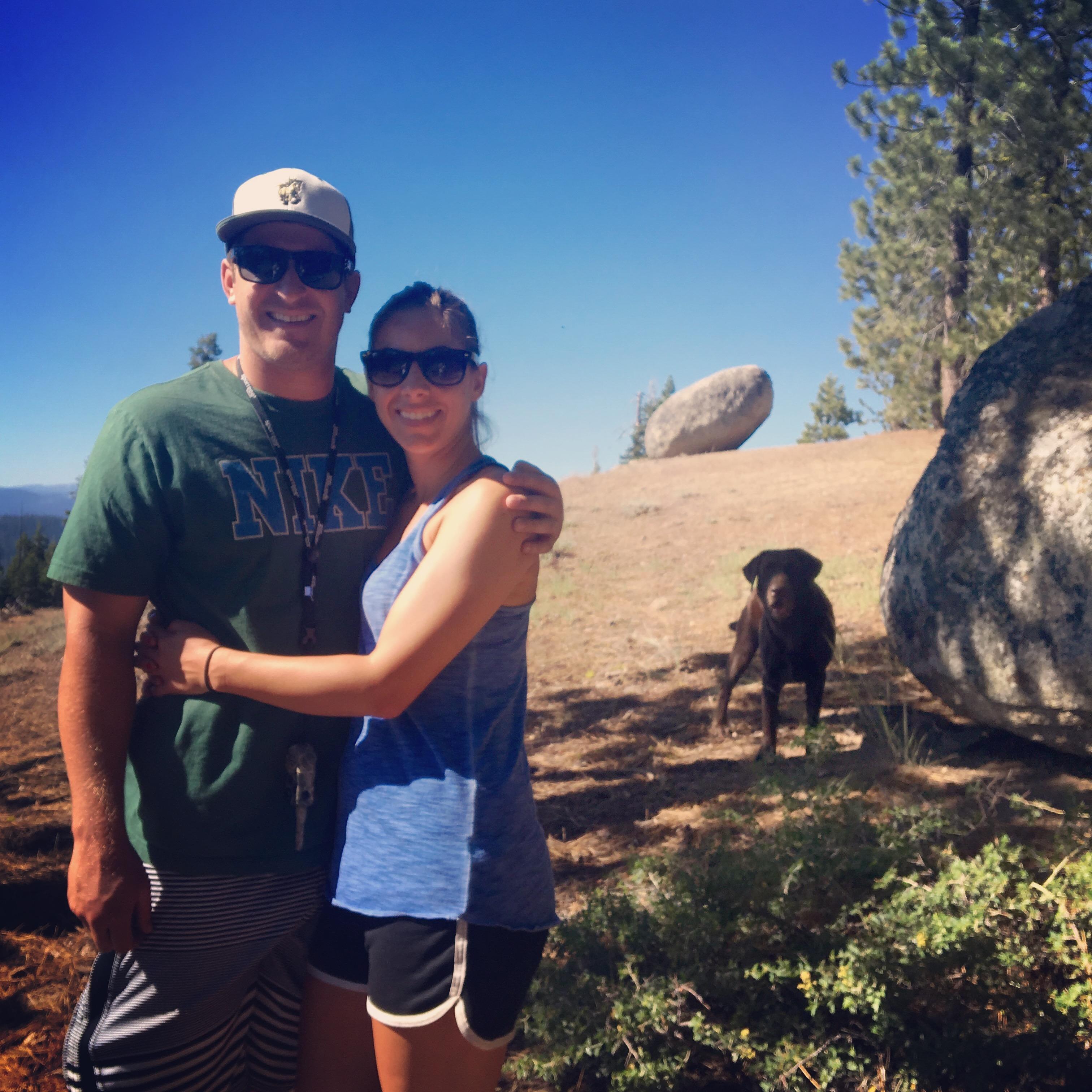 One of many hikes with us and our pup, Scout.