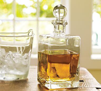 Square Hand-Blown Glass Decanter
