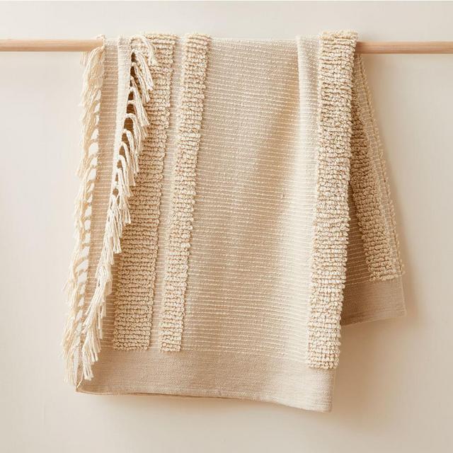 Tufted Lines Throw, 50"x60", Natural