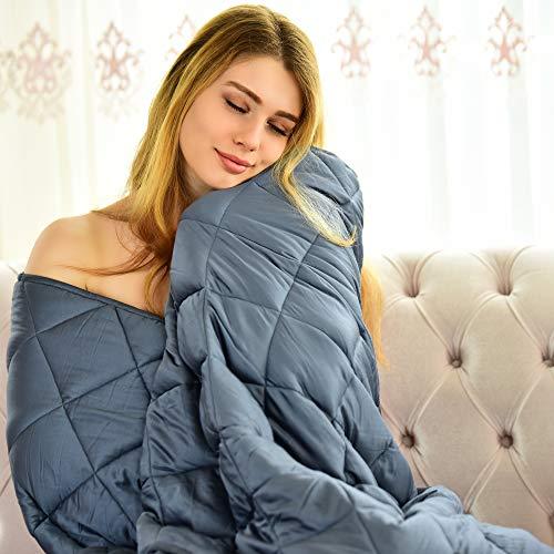 WONAP Cooling Weighted Blanket for Couple | 100% Natural Bamboo Viscose | 30 lbs | 86"x92" King Size | Heavy Blanket | Folkstone Grey