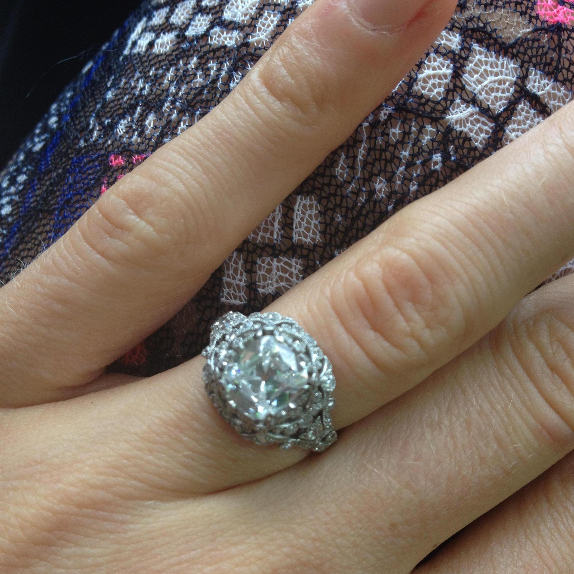 THE RING! Patty picked this antique ring our when she was 15 years old working in her Fathers Jewelry Store. He kept it a secret and saved it in the safe until the right Man came along... Ricardo <3