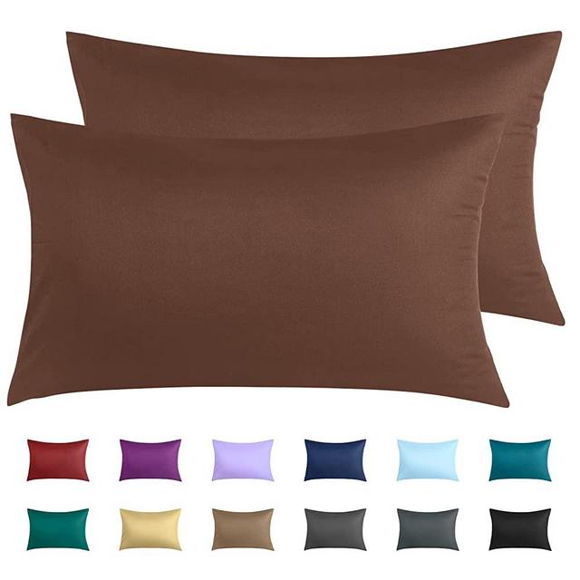 Warmstar 100% Cotton Pillow Cases Queen Size Set of 2, Coffee Brown 400 Thread Count Pillowcases for Hair and Skin 20x30 Inches, Soft Combed Cotton Pillow Case Breathable with Envelope Closure