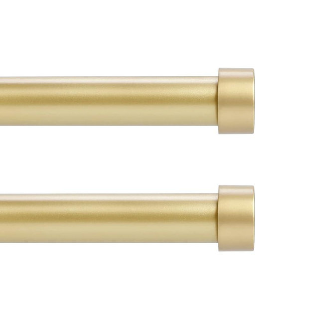 VOIIY 2 Pack Gold Curtain Rods for Windows 48 to 84 Inch(4-7 Feet),1" Diameter Drapery Rods with Modern Style End Cap Finials,Size:36-88 Inch