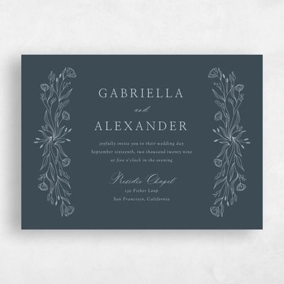 Navy Blue Wedding Invitation - Vanora Landscape