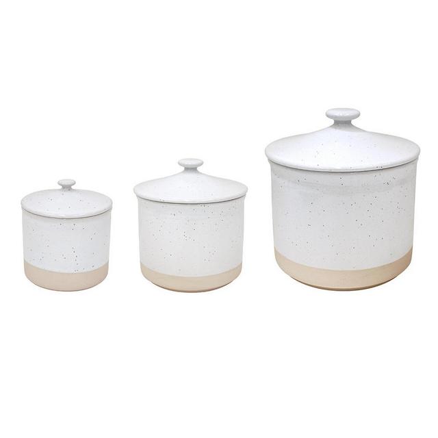 Casafina Fattoria Stoneware Ceramic White Set of 3 Canisters